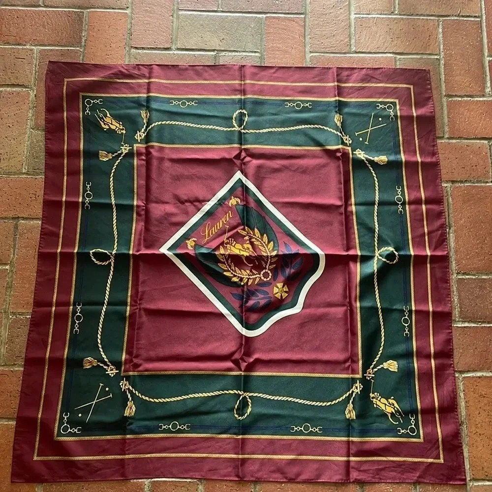 RARE VTG Polo Ralph Lauren Uni Crest‎ Big Pony Spellout Scarf